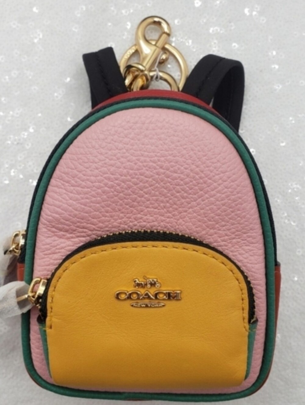Coach Mini Court Leather Backpack Bag Charm Colorblock